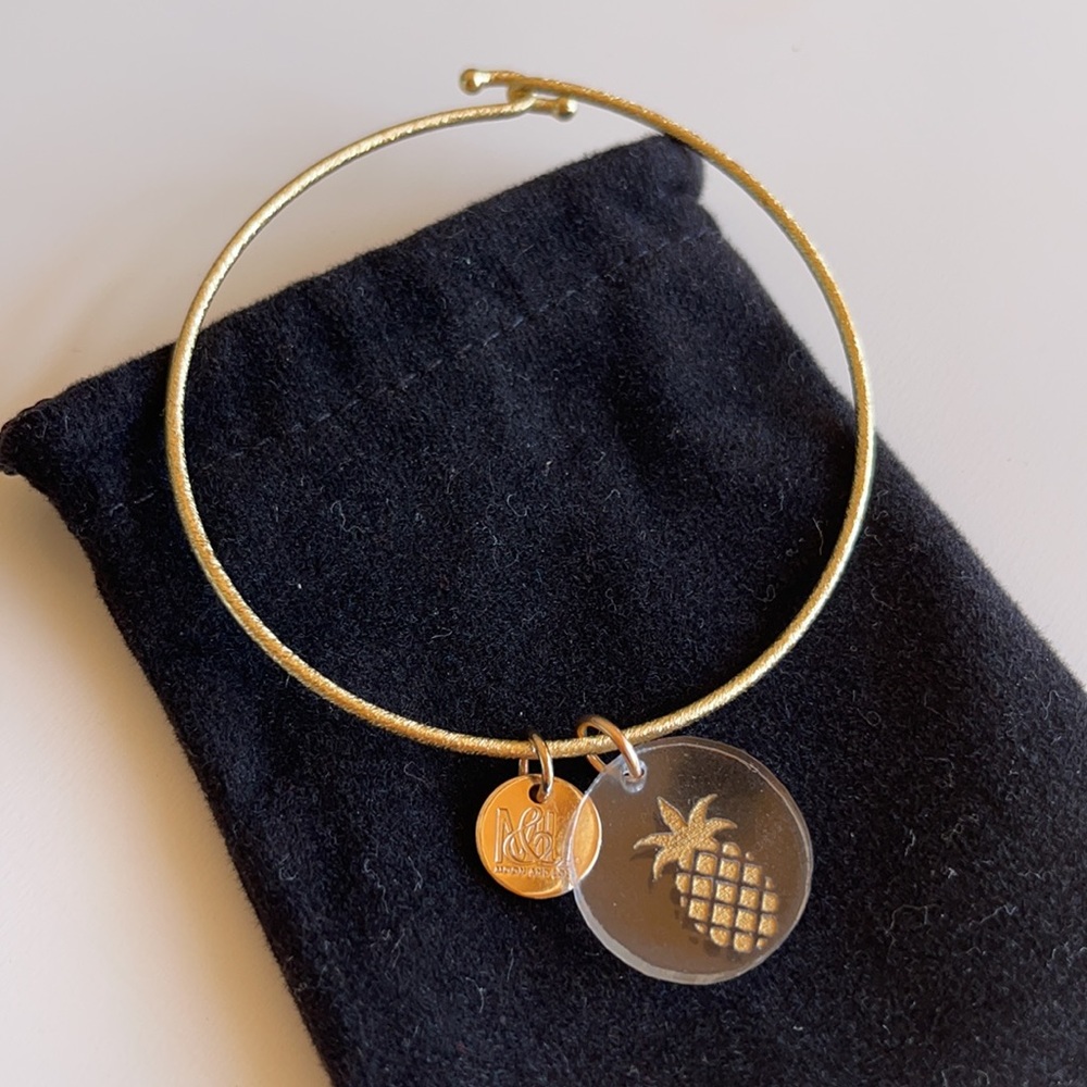 Moon & Lola Gold Pineapple Charm Bangle Bracelet